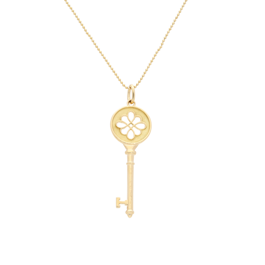 Tiffany & Co. 18K Yellow Gold Decorative Key Pendant Necklace Ref: 2374700