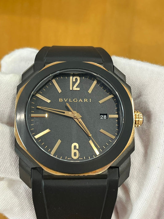 Bulgari Octo Black DLC and 18K Rose Gold Automatic Men's Watch